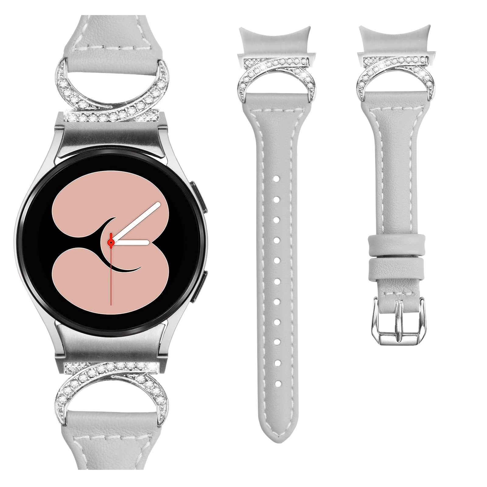 For Samsung Galaxy Watch6 40mm 44mm Watch6 Classic 43mm 47mm Watch 5 40mm 44mm Watch4 40mm 44mm Watch Strap PU Leather Rhinestone Watchband with Silver Buckle For Samsung Galaxy Watch6 40mm 44mm Watch6 Classic 43mm 47mm Watch 5 40mm 44mm Watch4 40mm 44mm Watch Strap PU Leather Rhinestone Watchband with Silver Buckle